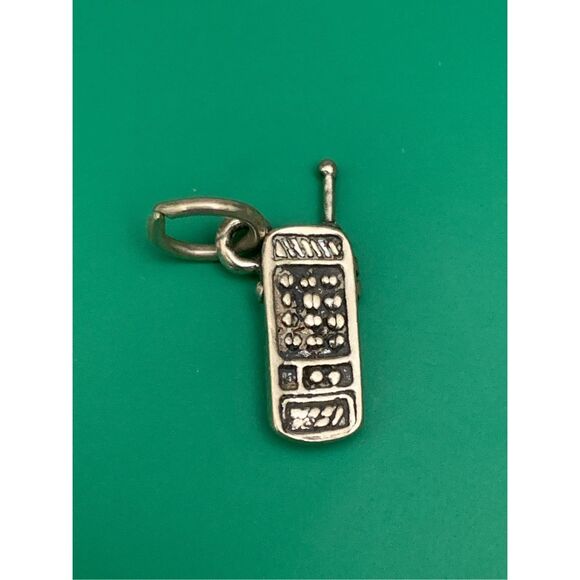 .925 Cell Phone Sterling Silver Jewelry Charm #communicate - Picture 1 of 3